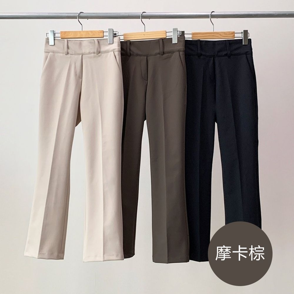 VETICA 韓製顯瘦小腹收收露腳踝修身褲-摩卡棕