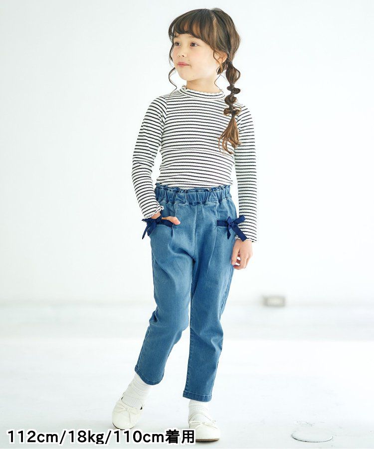 日本 apres les cours - 蝴蝶結口袋腰鬆緊長褲-黑白格