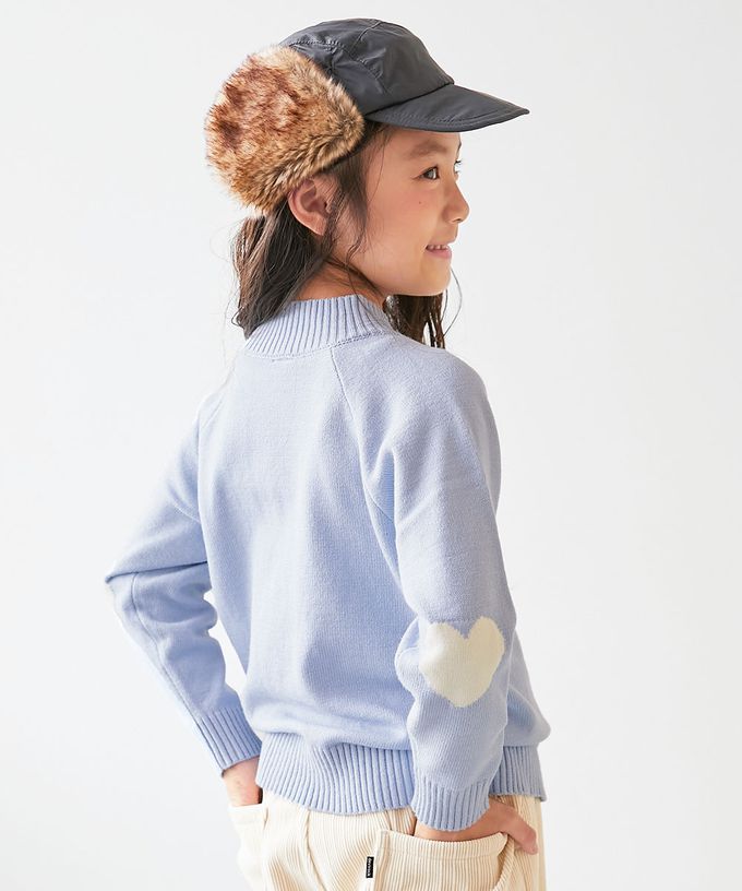 日本 devirock - [可機洗]手肘愛心柔軟針織上衣-煙燻粉