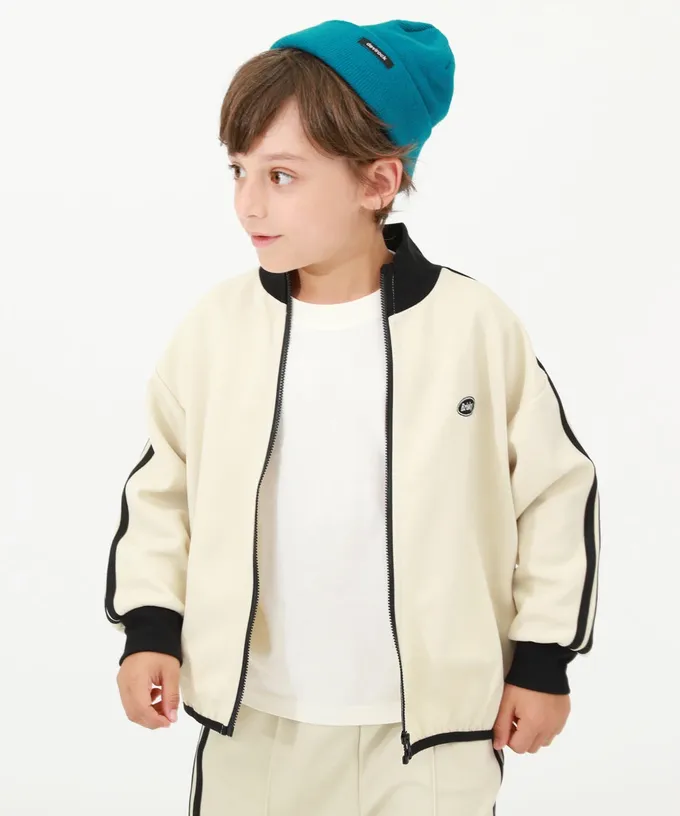 日本 devirock - 小立領側線條運動風夾克-象牙白