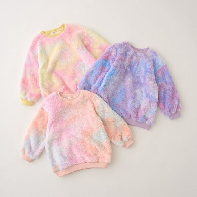 日本 Lycee mine - 夢幻暈染毛茸茸寬鬆長袖上衣-奶油系