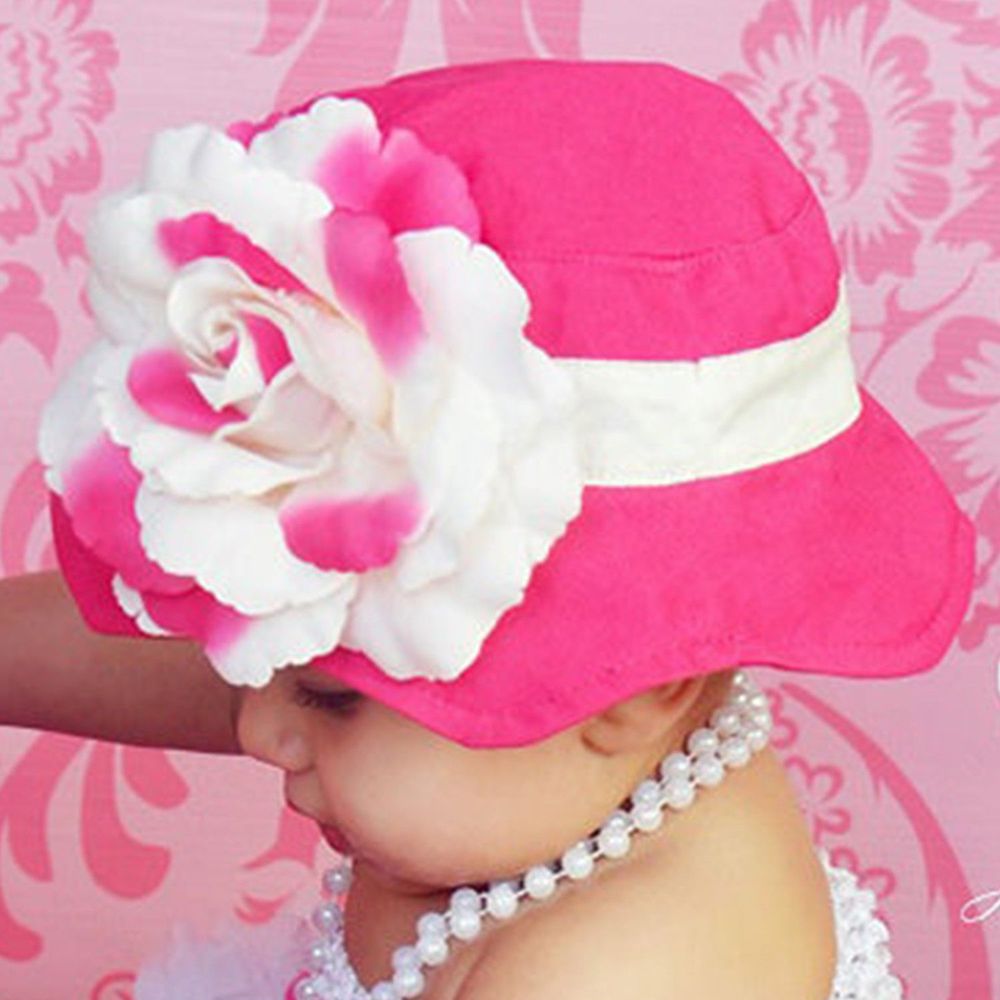 美國 Fancy That Hat - 大花抗UV防曬遮陽帽-桃紅/粉白玫瑰