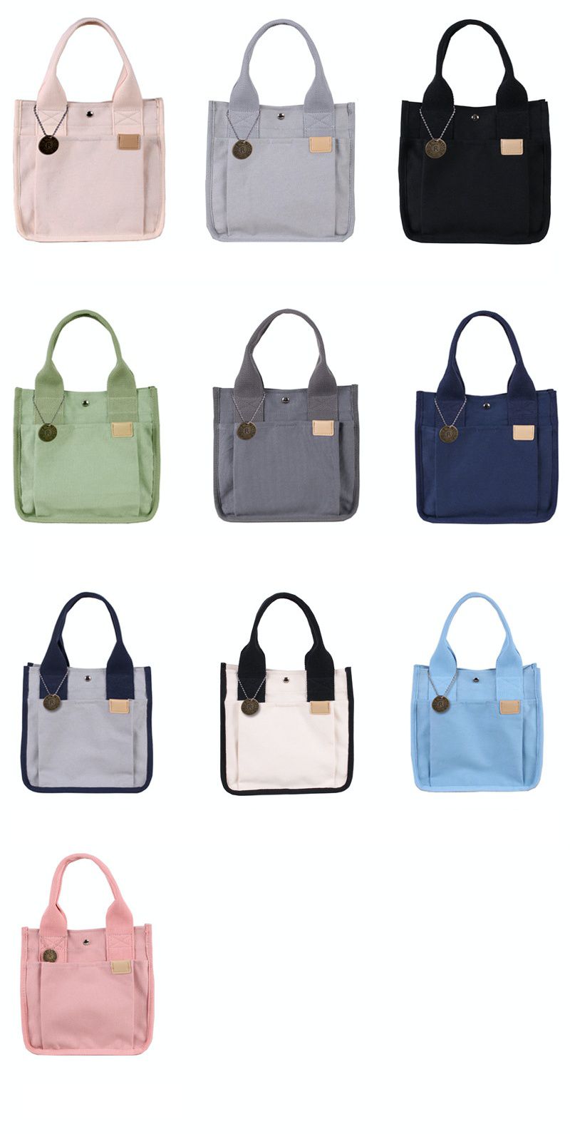 大容量帆布手提包/便當袋-粉色 (22x14.5x23cm)