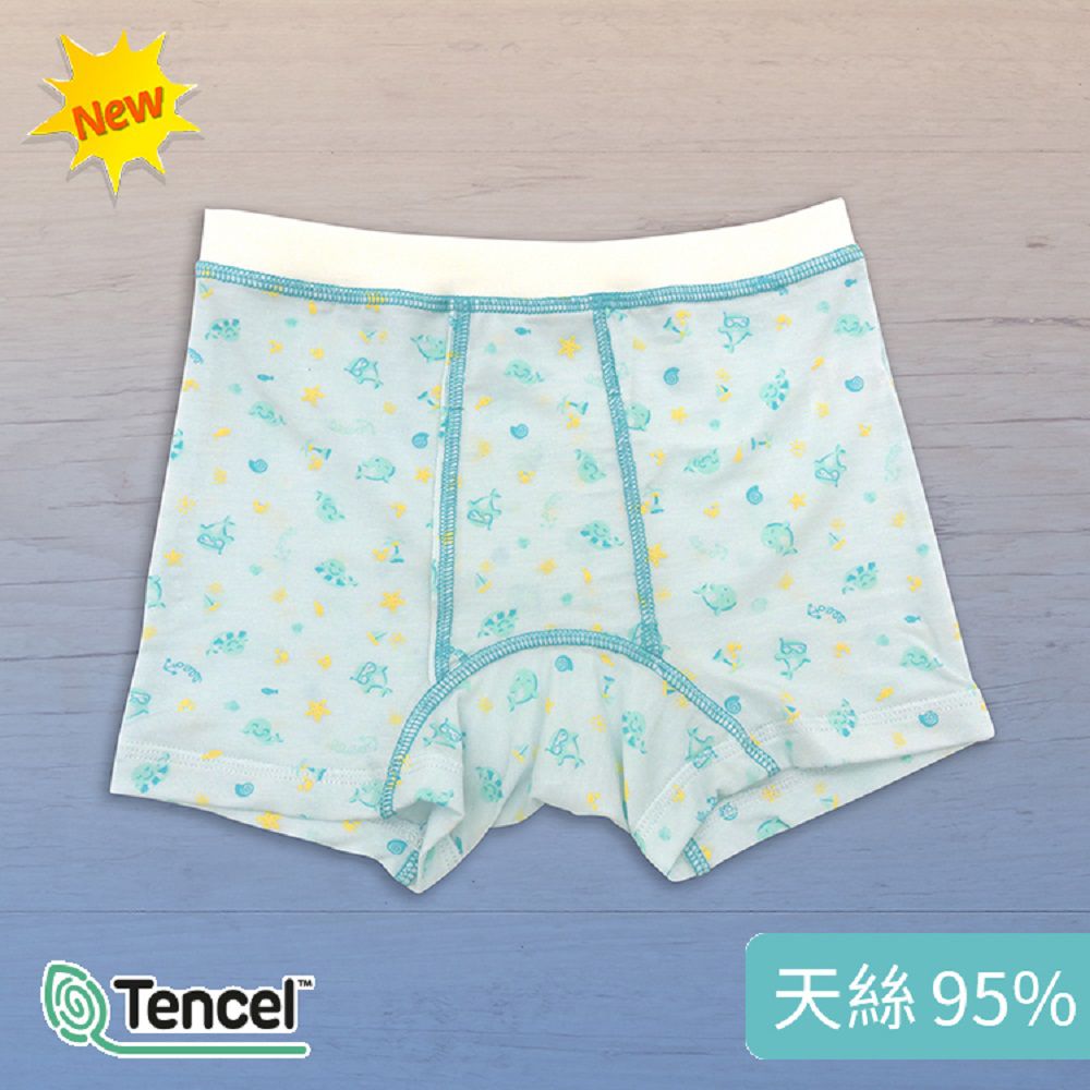 Annypepe - 男童95%天絲快樂小鯨四角褲-水色 (100-150cm)