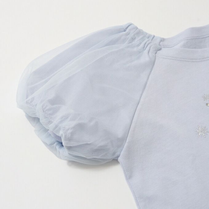 日本 Lycee mine - 閃耀冰雪公主薄紗泡泡袖上衣-水藍