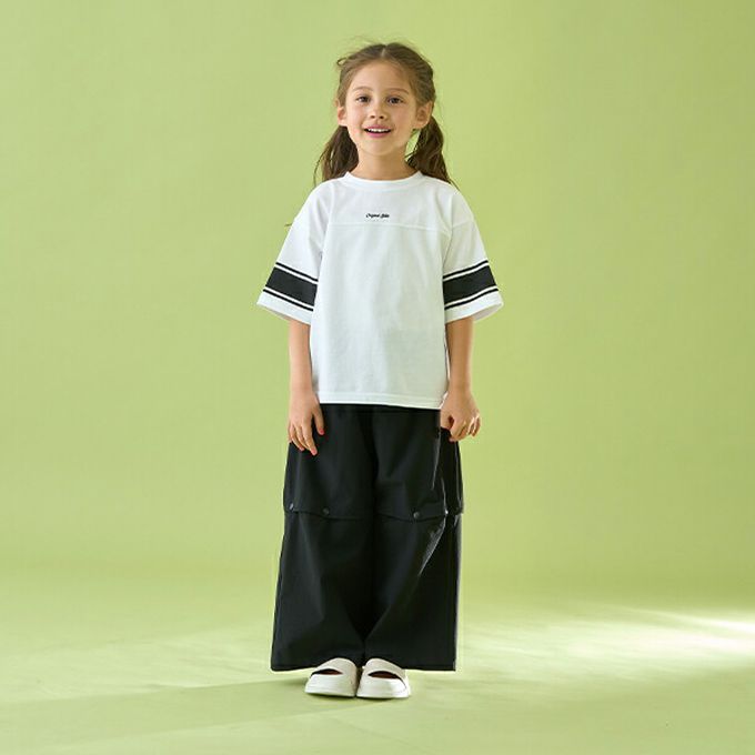 日本 b-ROOM - 正反都OK 落肩線條短袖上衣-黃