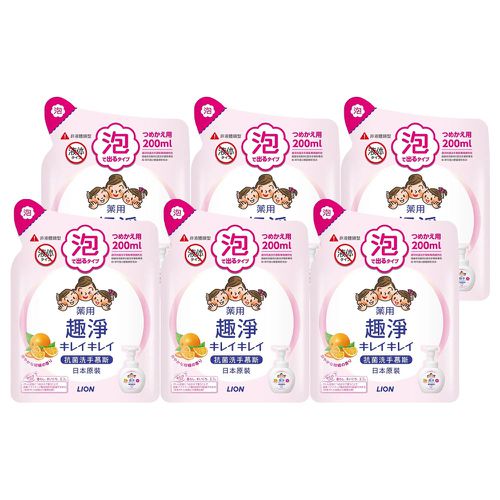 趣淨抗菌洗手慕斯組合 6補充包柑橘(200mlx6)