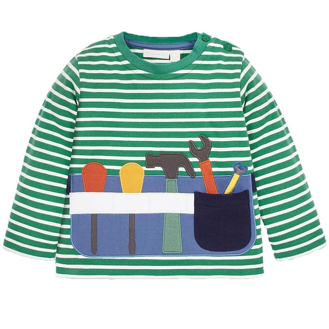 英國 JoJo Maman BeBe - 嬰幼兒100%純棉長袖上衣-小小建築師