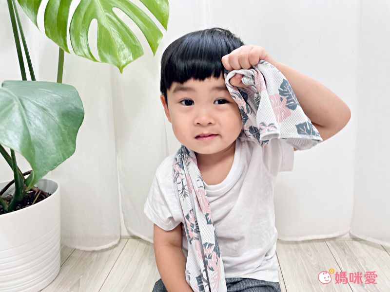 日本小泉 - UV cut 90% 接觸冷感 水涼感巾(附收納袋)-清新樹葉-深藍 (30x90cm)