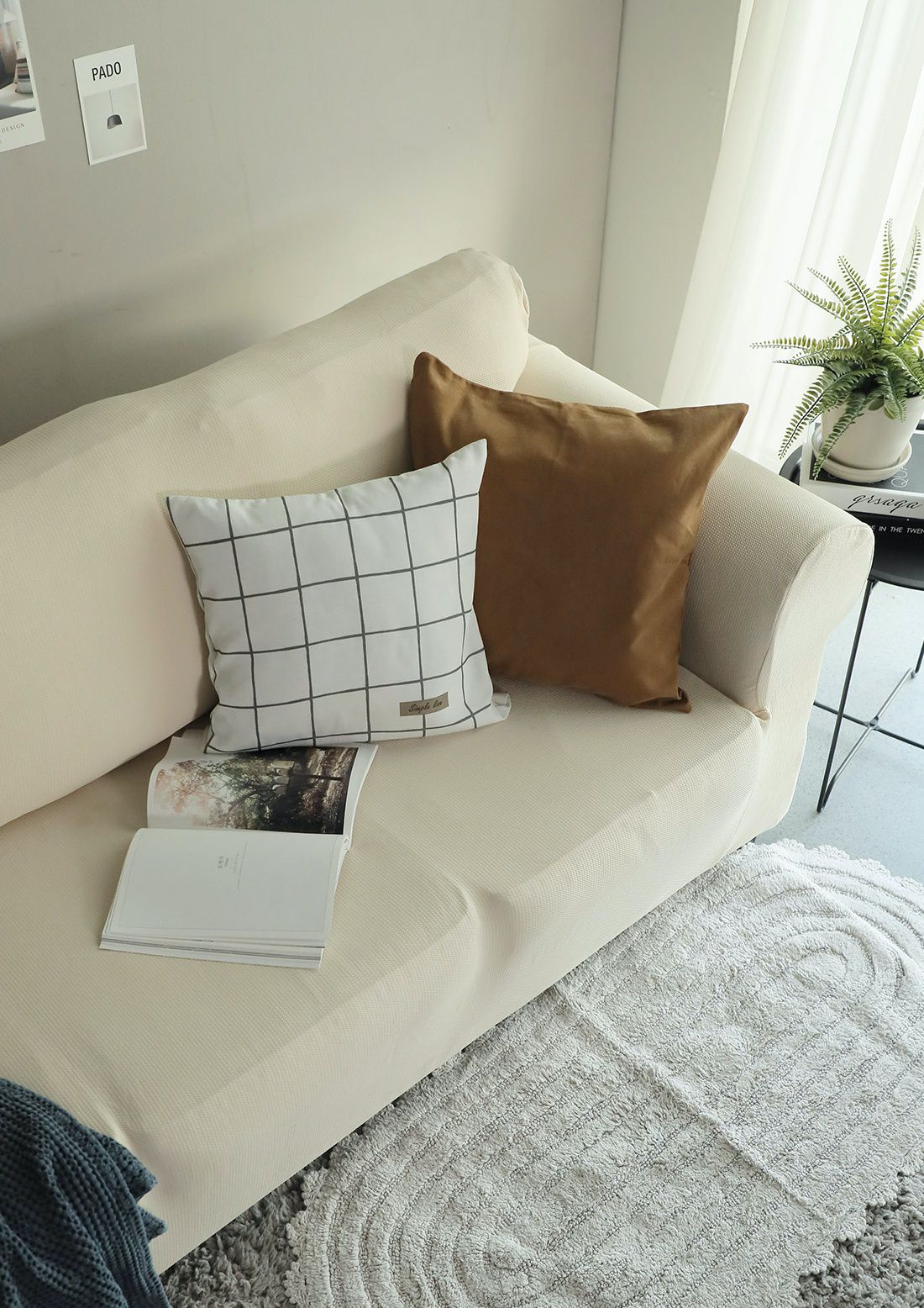 韓國 Prielle - 包覆型超彈力透氣防污沙發套-深灰