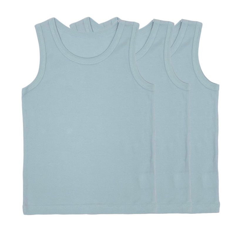 日本千趣會 - GITA 純棉柔軟背心/內衣三件組-煙燻藍