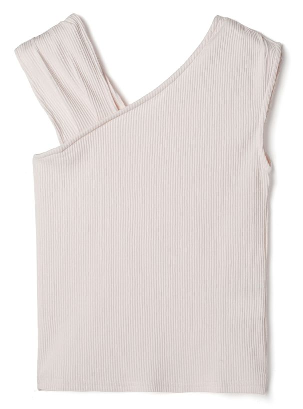 日本 GRL - 不對稱羅紋彈性無袖上衣-水藍