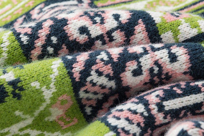 北歐風圖騰針織毛衣-綠色