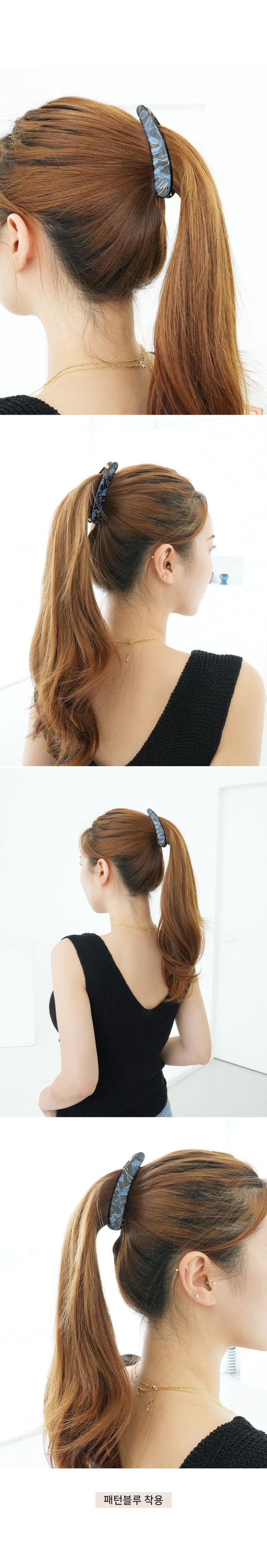 韓國 Soo&Soo - 正韓製CREATION FRANCE扣式髮夾-幾何藍塊