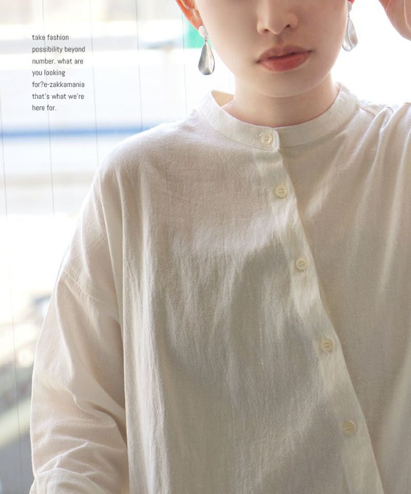 日本 zootie - 歪斜設計排扣長袖襯衫-深藍