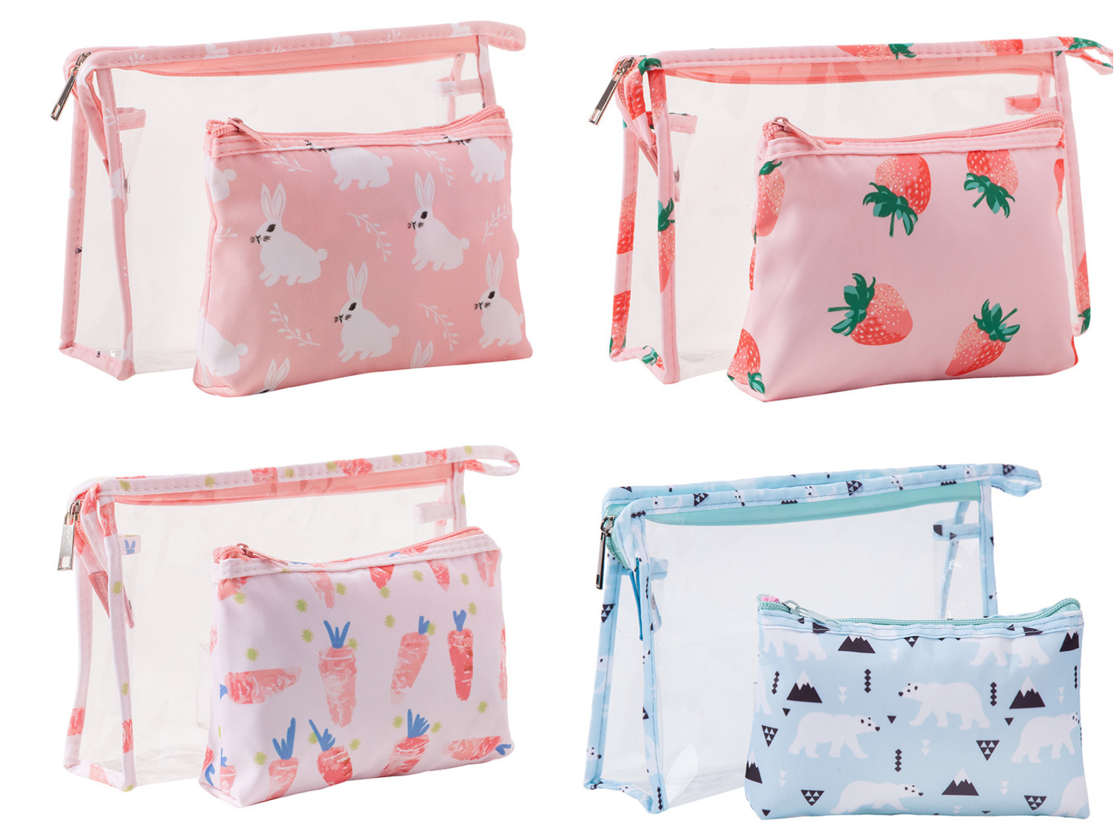 大容量透明子母化妝包-檸檬