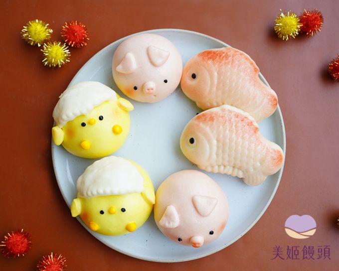 美姬饅頭 - 可愛三牲鮮乳造型饅頭-40g*6顆