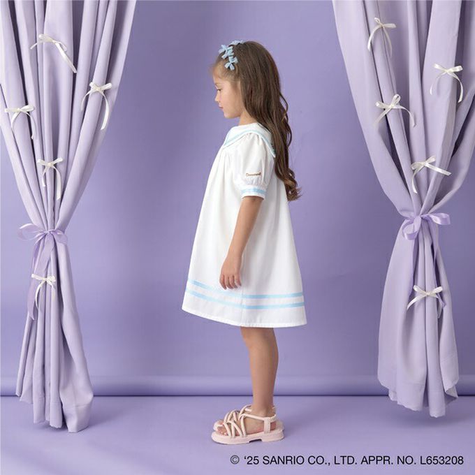 日本 Lycee mine - 俏麗水手條紋短袖洋裝-卡通人物大耳狗-薄荷綠