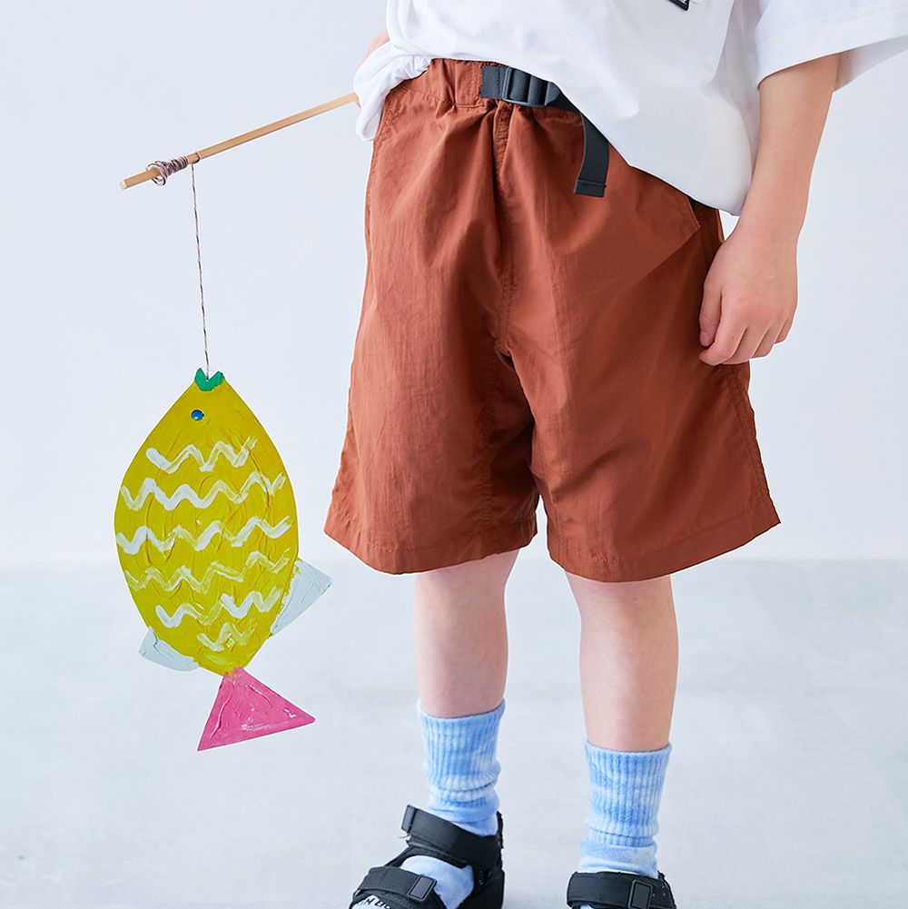 水陸二用 帥氣束腰玩水五分褲-磚橘