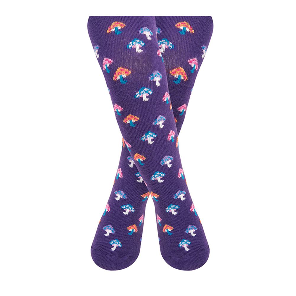 英國 JoJo Maman BeBe - 花漾嬰幼兒小童內搭褲襪/保暖襪-紫色魔菇