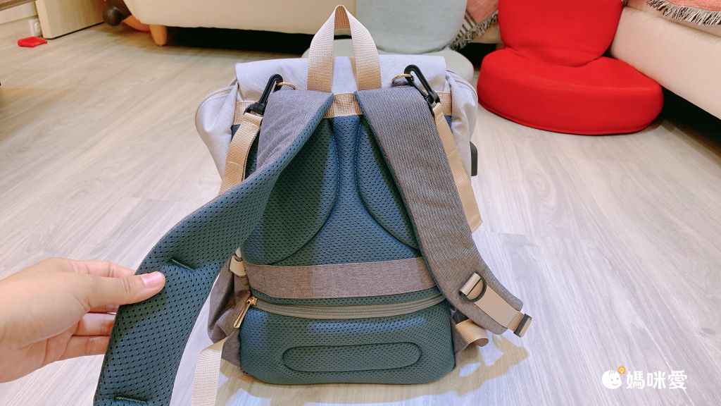 大容量乾濕分離媽媽包/後背包-拼色款-粉+灰 (26x20x43cm)
