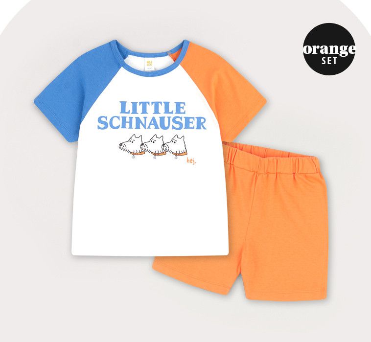 韓國 HEJMINI - 三隻狗狗拼接色套裝-藍