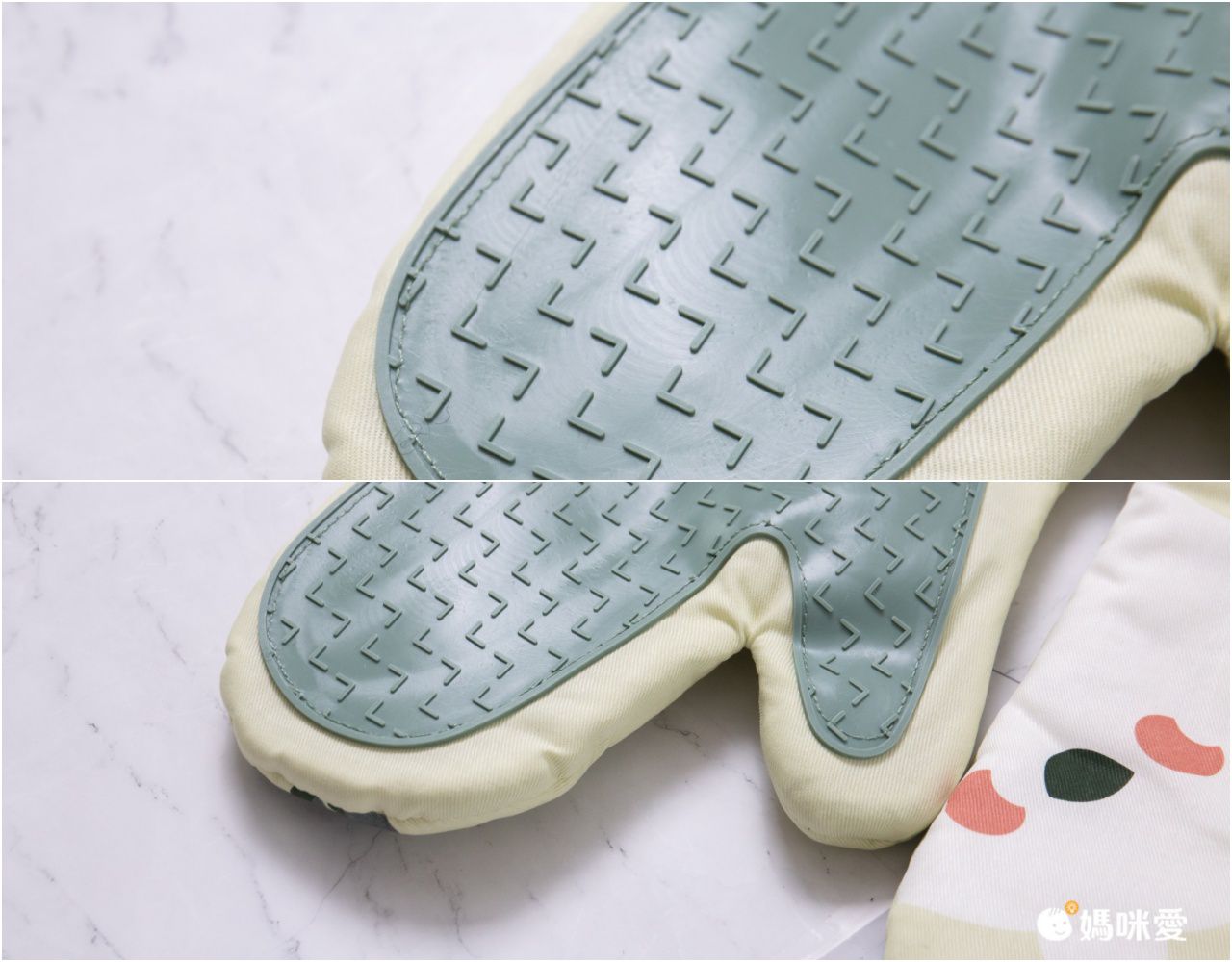 防燙手卡通矽膠拼接隔熱手套-橘粉色-左手