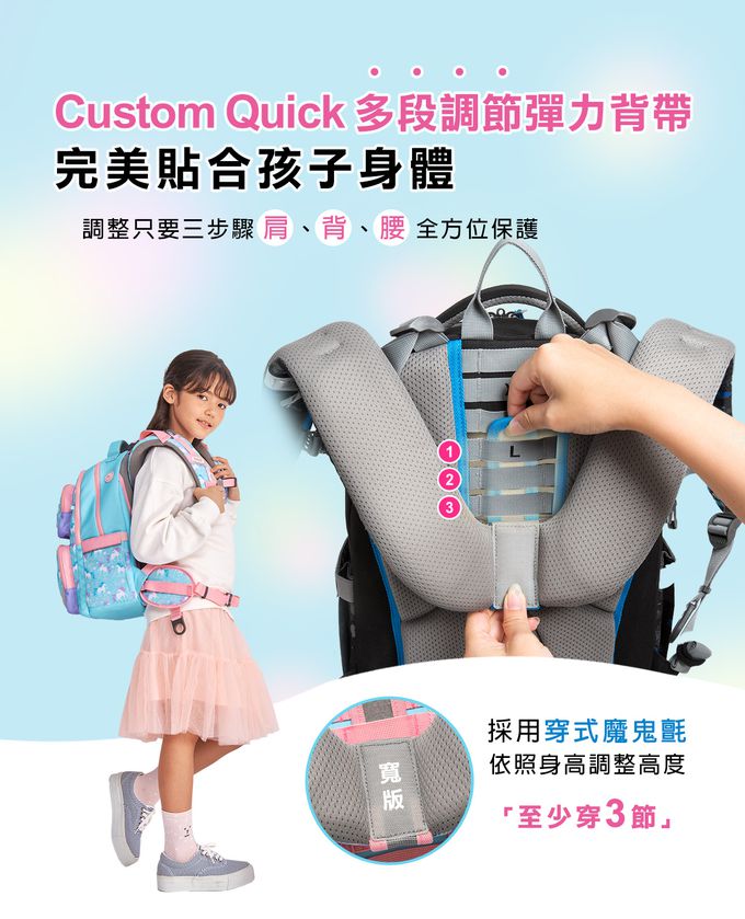 impact 怡寶 - ⒻⒾⓉ調整型護脊書包-異想恐龍(IM00226BK)|身高120cm-160cm適用| 精選好禮兩件組（運動襪、筆袋）