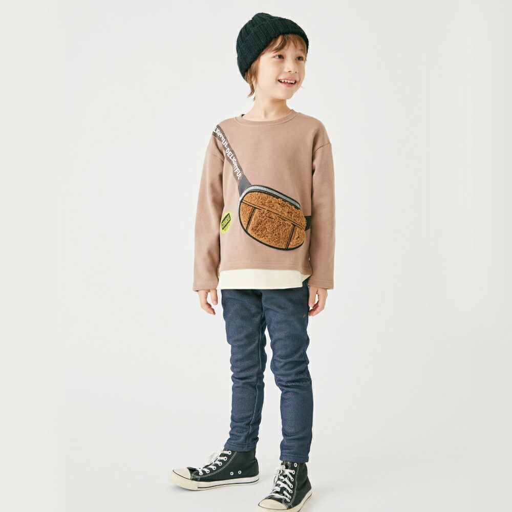 日本 evercloset - 絨毛小包裏起毛長袖上衣-象牙白