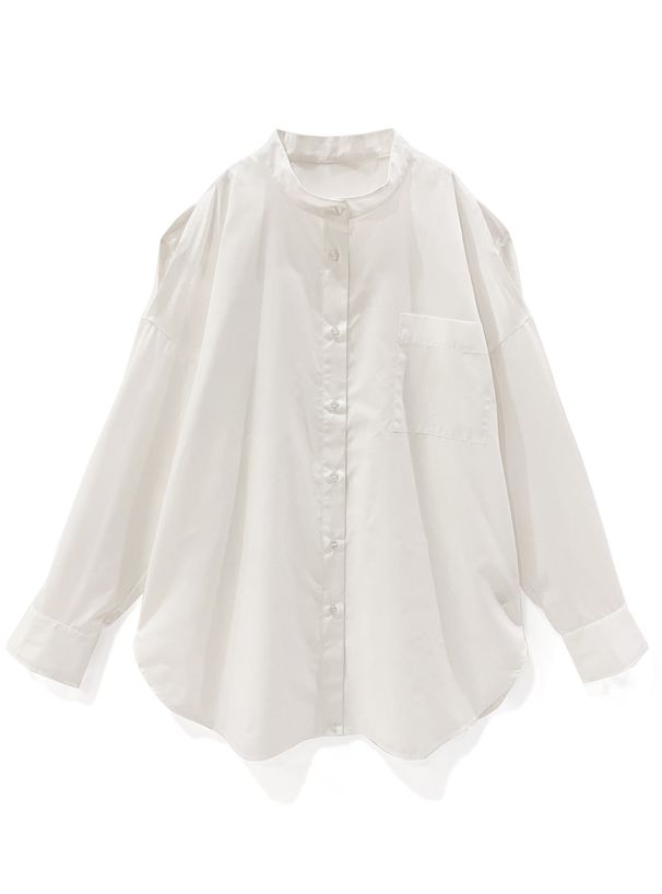 日本 GRL - 慵懶風露肩襯衫/薄外套-天使白