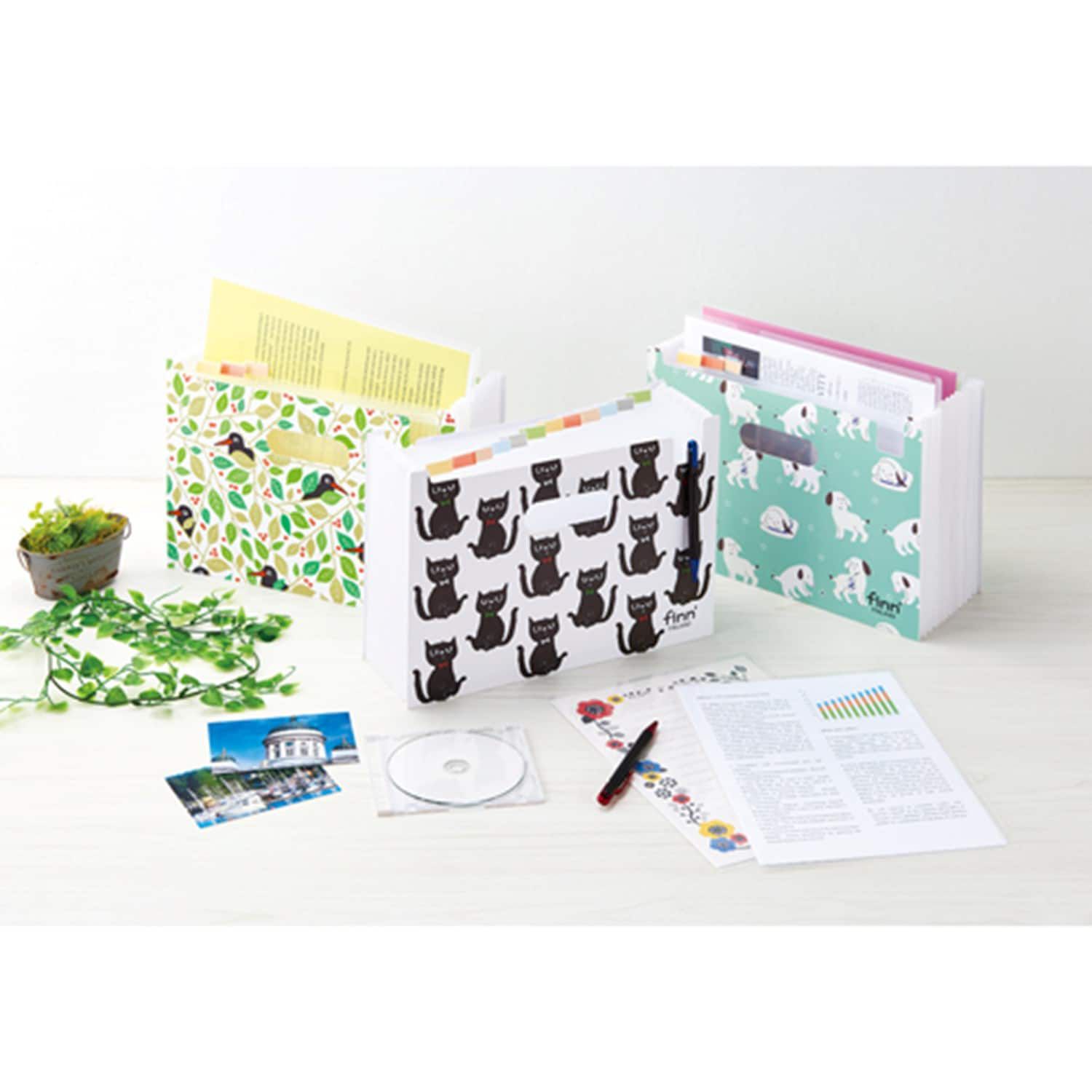 日本千趣會 - 北歐風 風琴式文件收納夾(可放A4)-療癒小狗 (33x23.5x2cm)