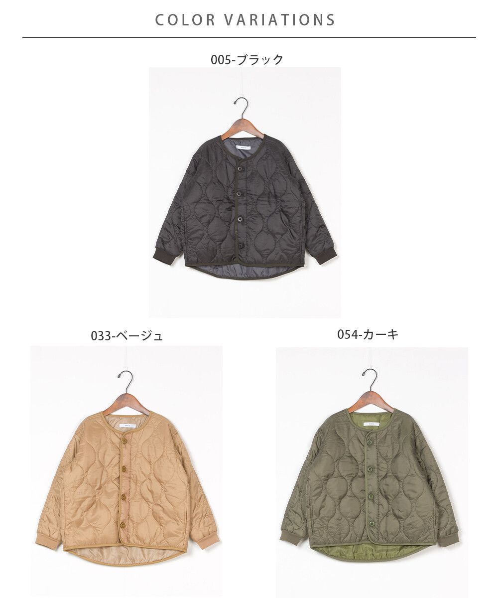 日本 OMNES - (兒童) 輕量斜衣襬衍縫短版保暖外套-黑