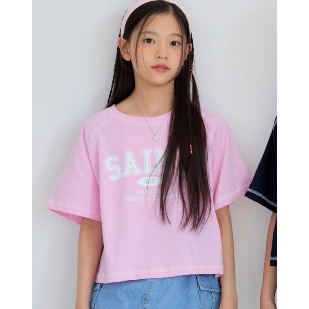韓國 sm2 - SAINT字印短袖上衣-粉紅