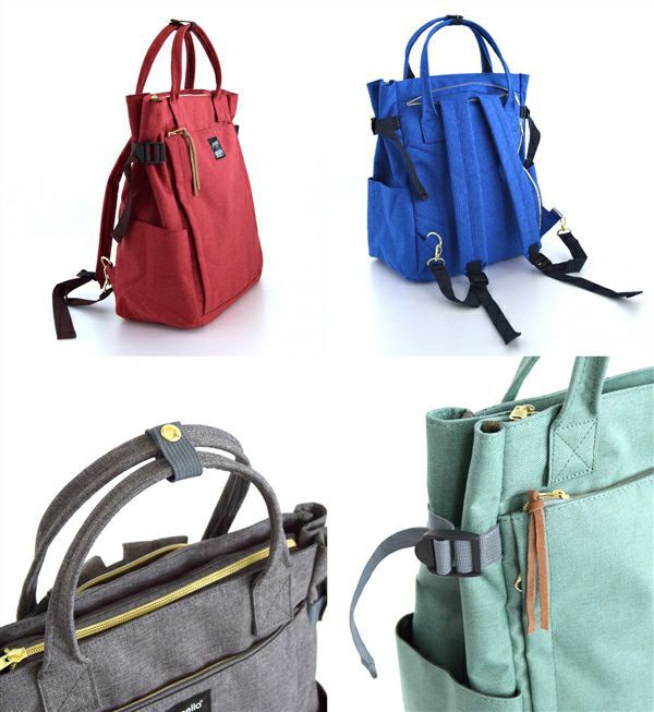 日本 zootie - anello 10口袋多夾層可手提後背包/媽媽包-軍綠