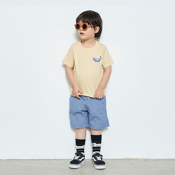 日本 b-ROOM - 胸前童趣印花短袖上衣-吉普車-水藍