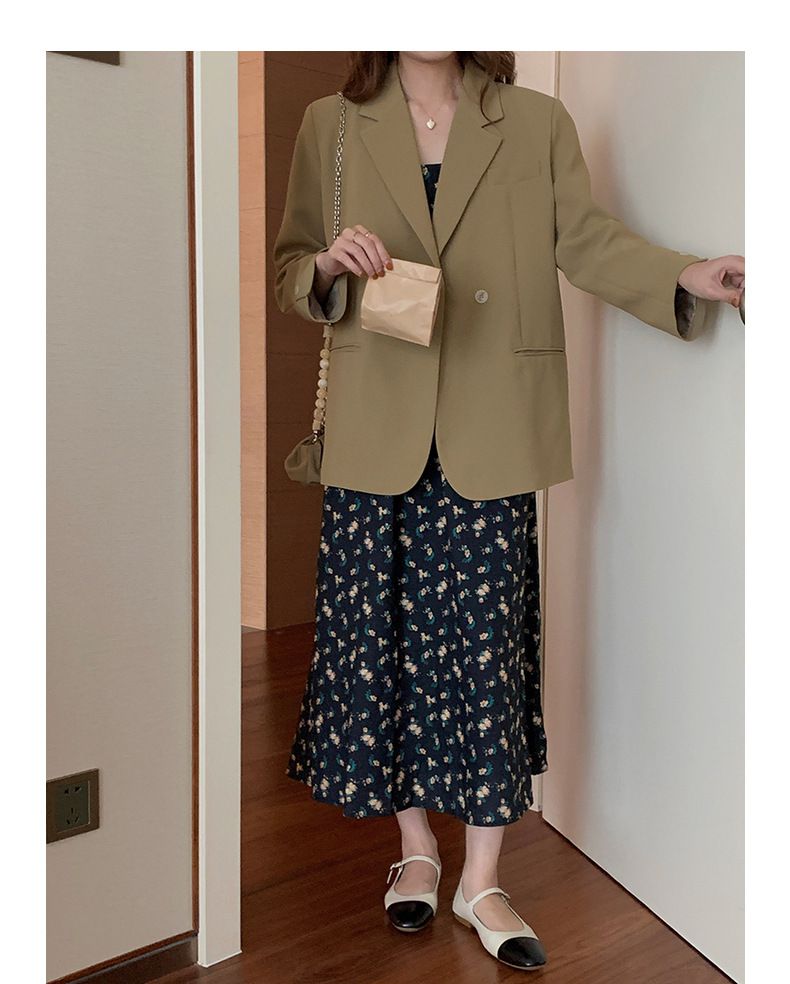 寬鬆顯瘦西裝小外套(送小包包)-卡其綠 (均碼)