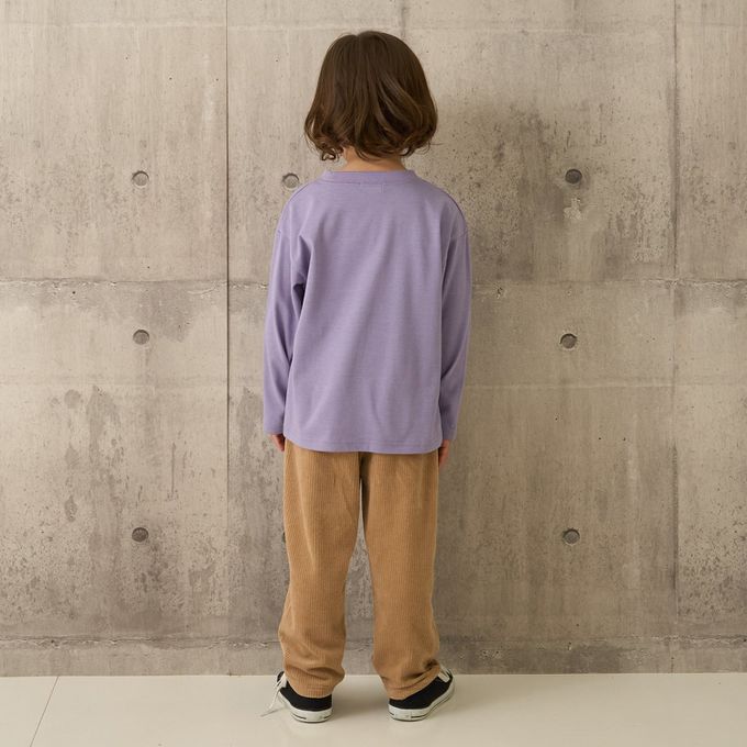 日本 b-ROOM - 柔軟寬鬆織燈芯絨長褲-煙燻藍