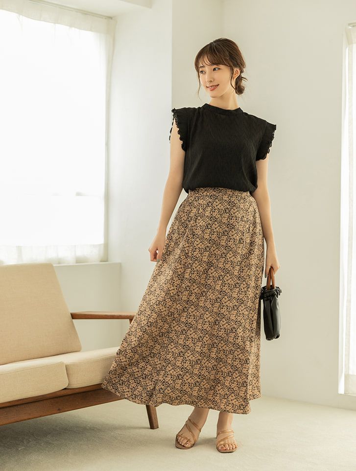 日本 fifth - 復古碎花長裙-白