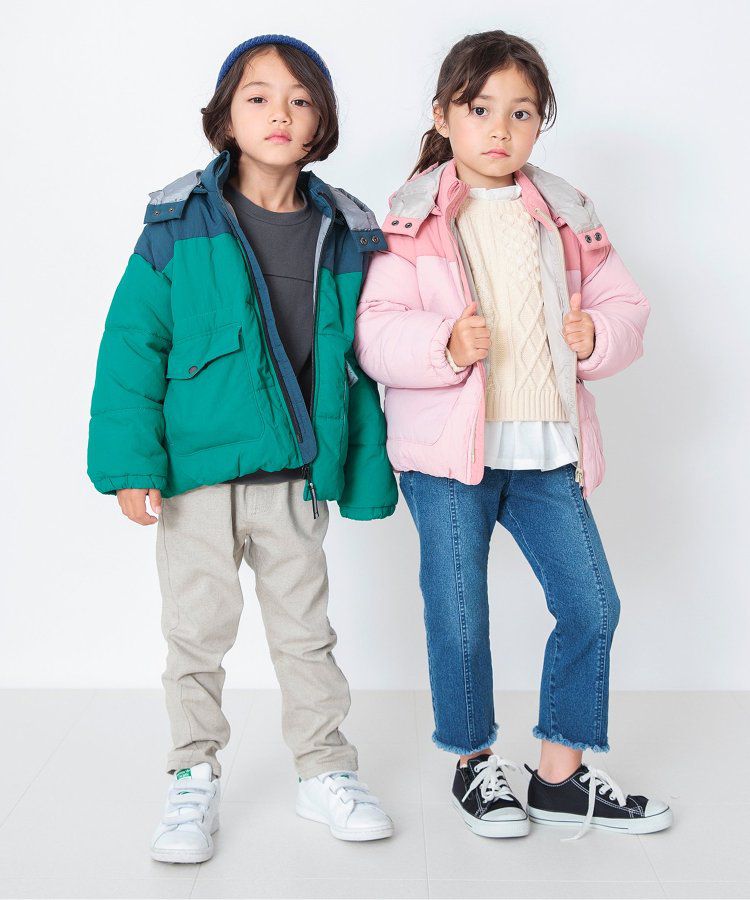 日本 BREEZE - 繽紛蓬鬆大口袋保暖外套-橘灰