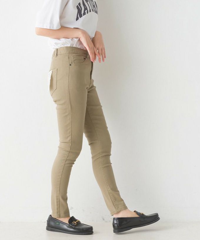 日本 OMNES - [定番]百搭厚磅斜紋布合身長褲-磚橘