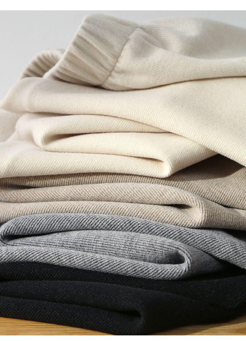 高腰直筒垂墜感闊腿長褲-灰色