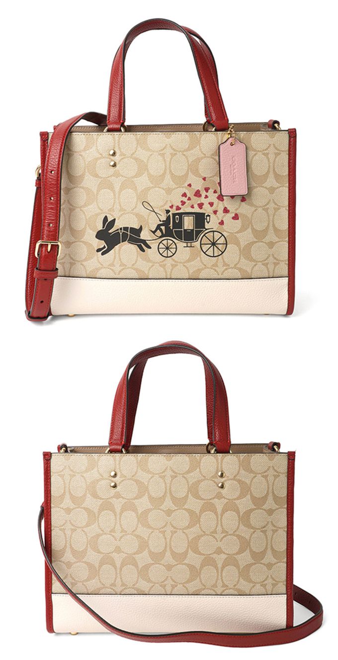 COACH - 馬車LOGO印花兩用包-卡其