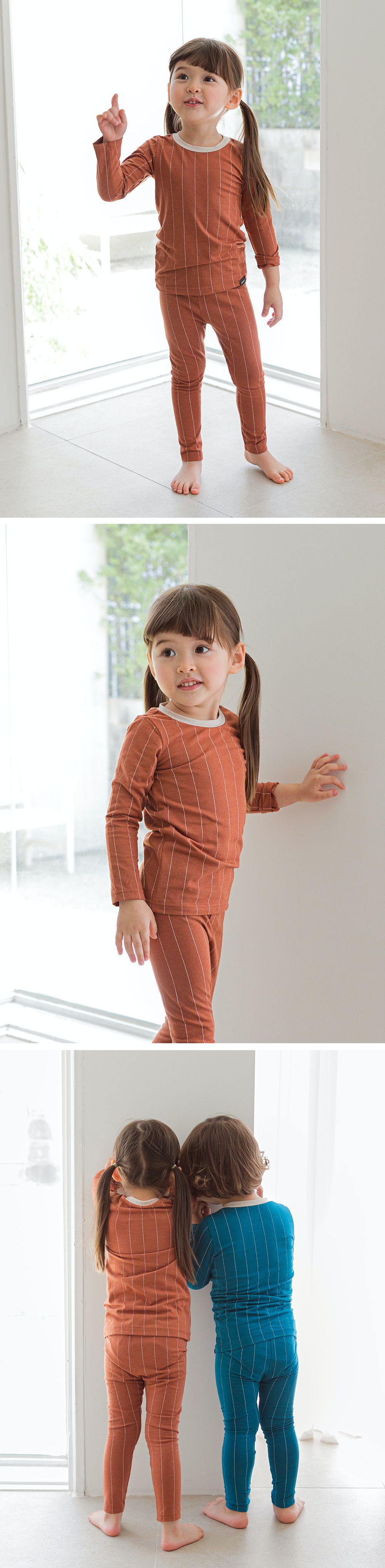 韓國 Cordi-i - 德國Viloft天然纖維保暖衣套裝-深色線條-藍綠