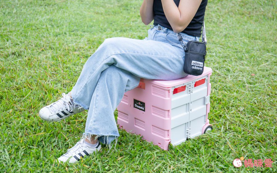 韓國 Damda - 折疊收納手拉車-小-櫻花粉-尺寸：38X30cm, 容量37L