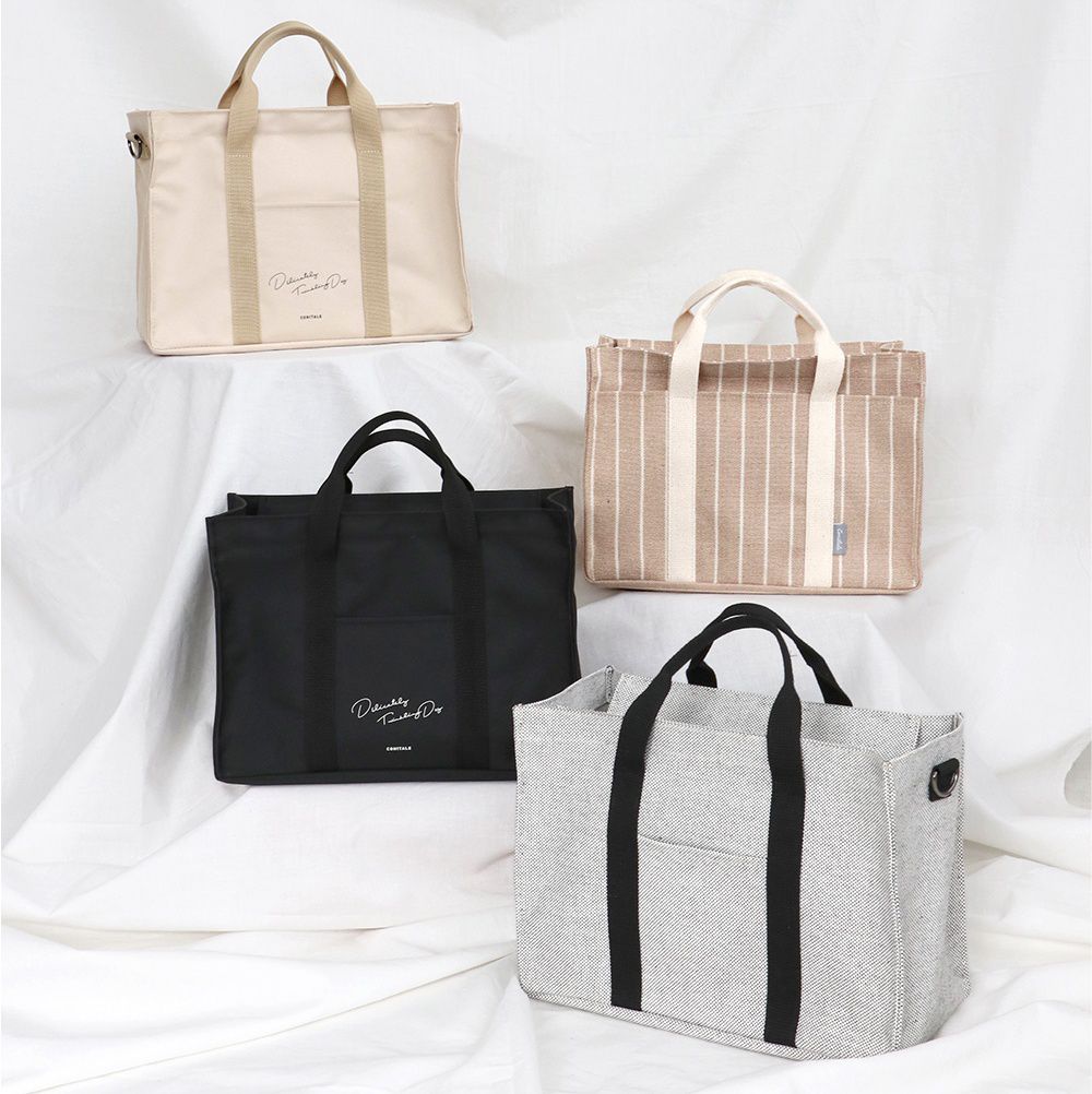 韓國 Conitale - 帆布多隔層媽媽包/推車收納袋-質感灰 (31X22X15cm)