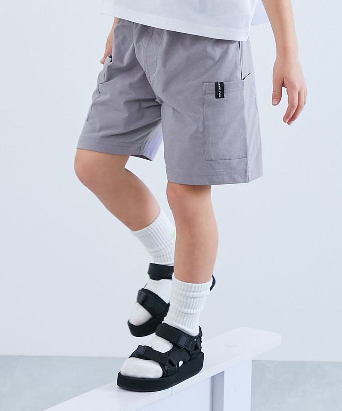 日本 devirock - 防污抗UV 舒適機能短褲-大口袋寬版-灰紫