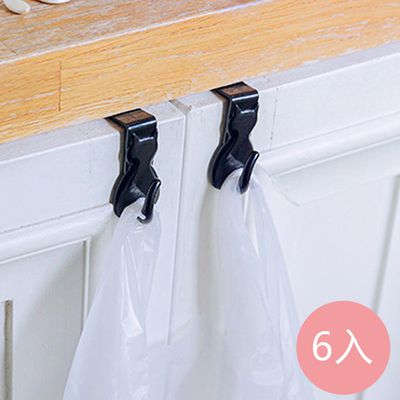 日本 小久保KOKUBO - 日本製貓咪造型多用途垃圾袋/塑膠袋掛勾-6入-黑