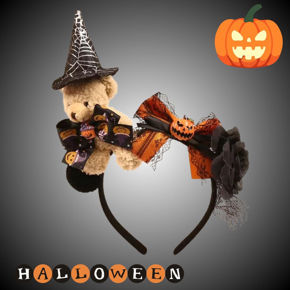 萬聖節小熊玩偶巫婆帽南瓜髮箍