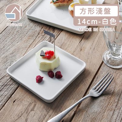 韓國 SSUEIM - LEED系列莫蘭迪陶瓷方形淺盤14cm (白色)