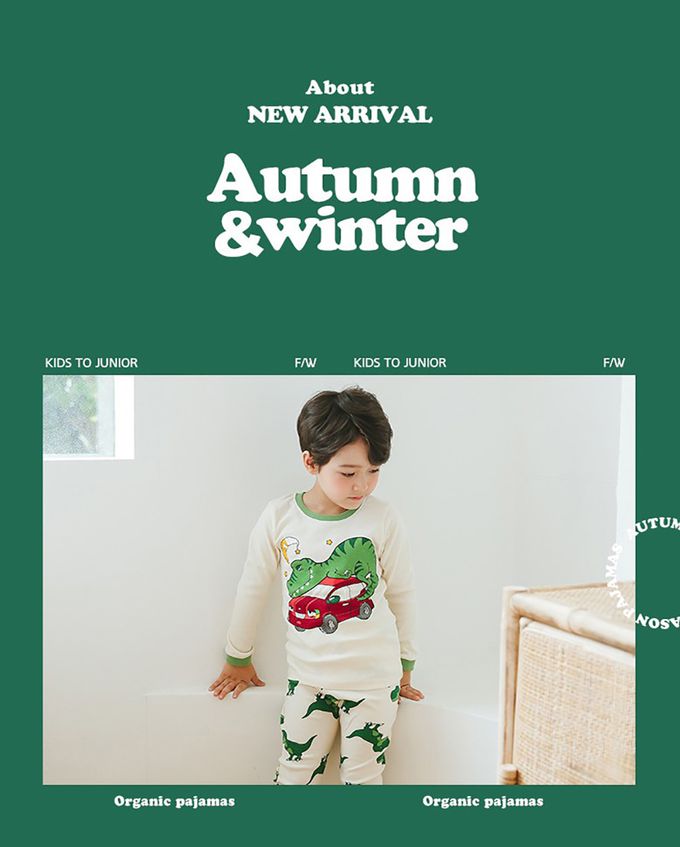 正韓 Puco - 超優質嬰幼兒/兒童長袖100% 有機純棉家居服/睡衣-恐龍與車